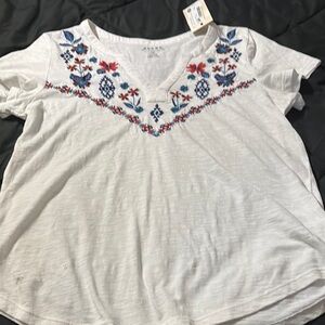 Roper Gray Embellished Short Sleeve Blouse